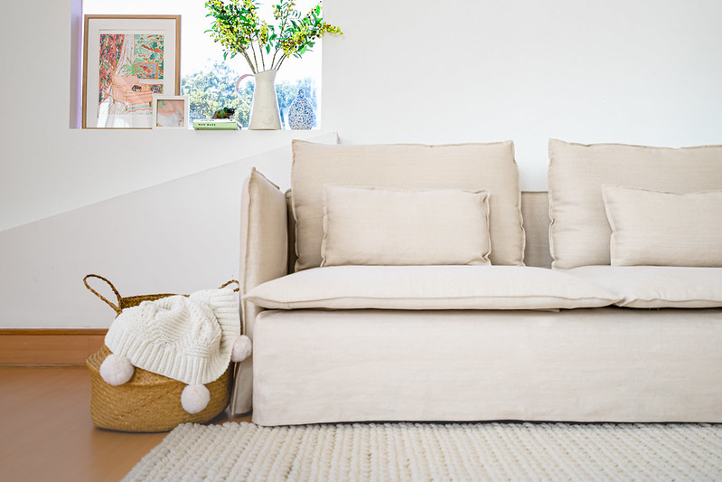 IKEA Soderhamn sofa in cream slipcovers