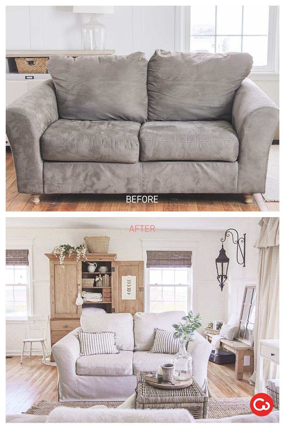 Comfort Works Custom Slipcover Before & After