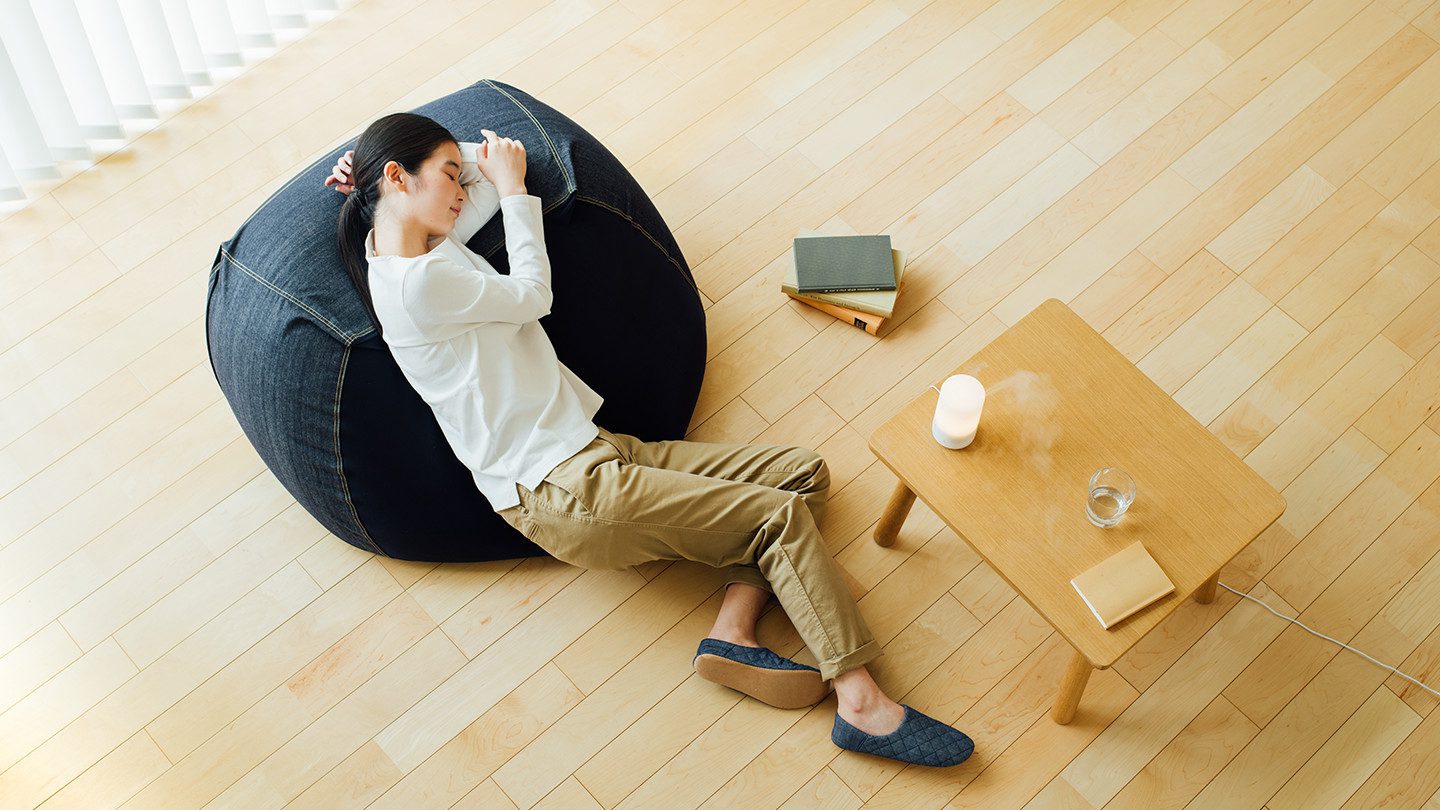 Muji Beads Sofa with Girl Lying on Top