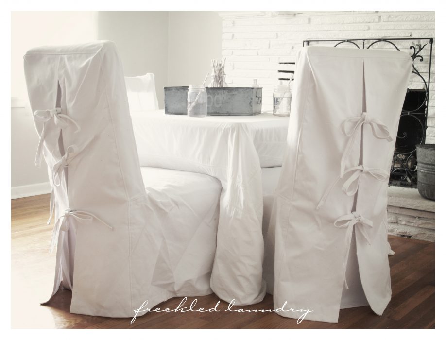 Dining Chair Covers with Skirt and Bow Detail