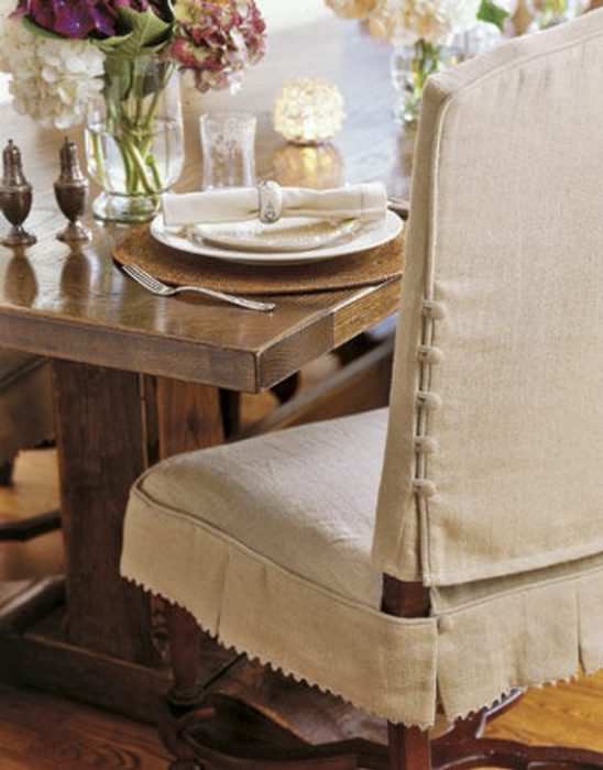 Dining Chair Covers with Button Detail