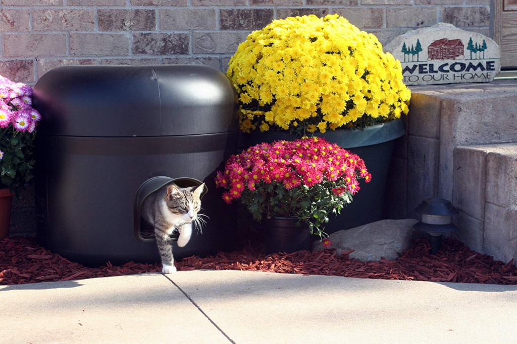 This outdoor cat house was designed to be as weather resistant as possible.