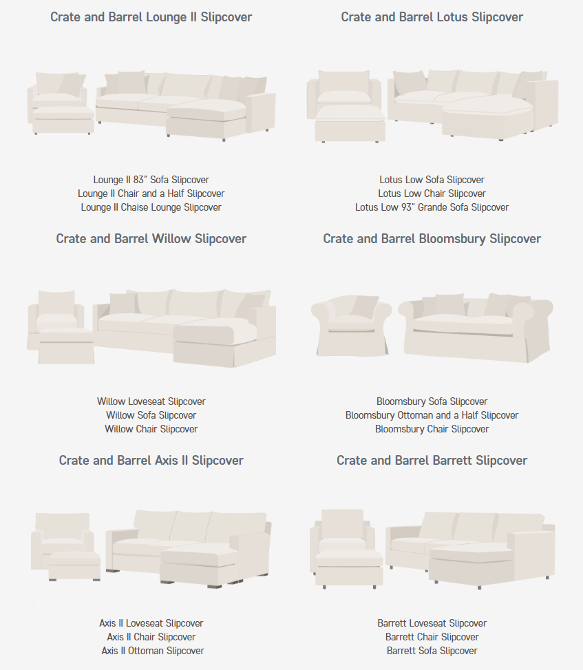 Crate & Barrel sofa models that can be slipcovered