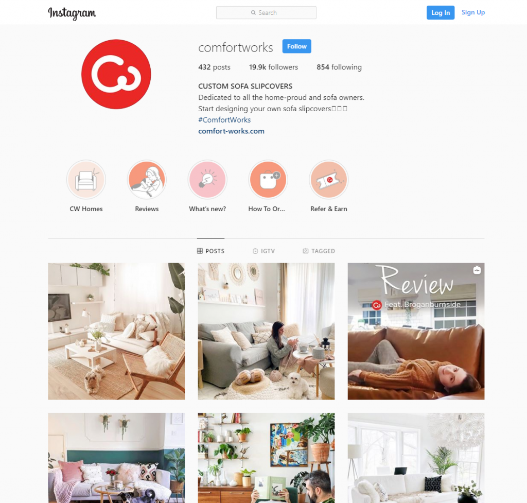 Comfort Works Instagram page