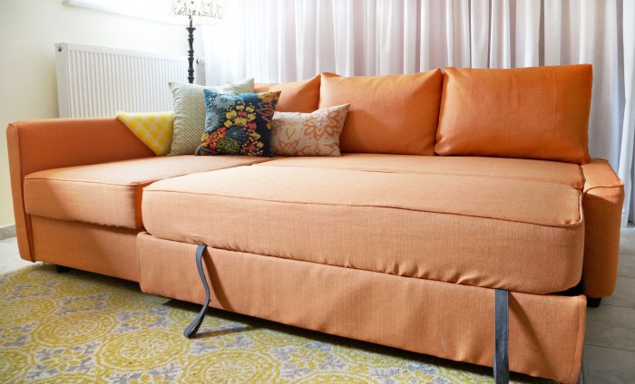 IKEA Friheten in custom orange slipcovers