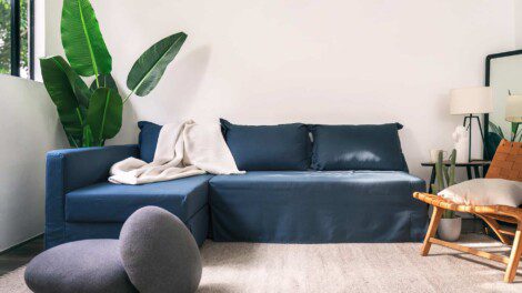 IKEA Friheten sofa blue denim slipcovers