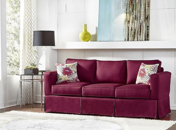 Simplicity Sofas Brandon in maroon slipcover