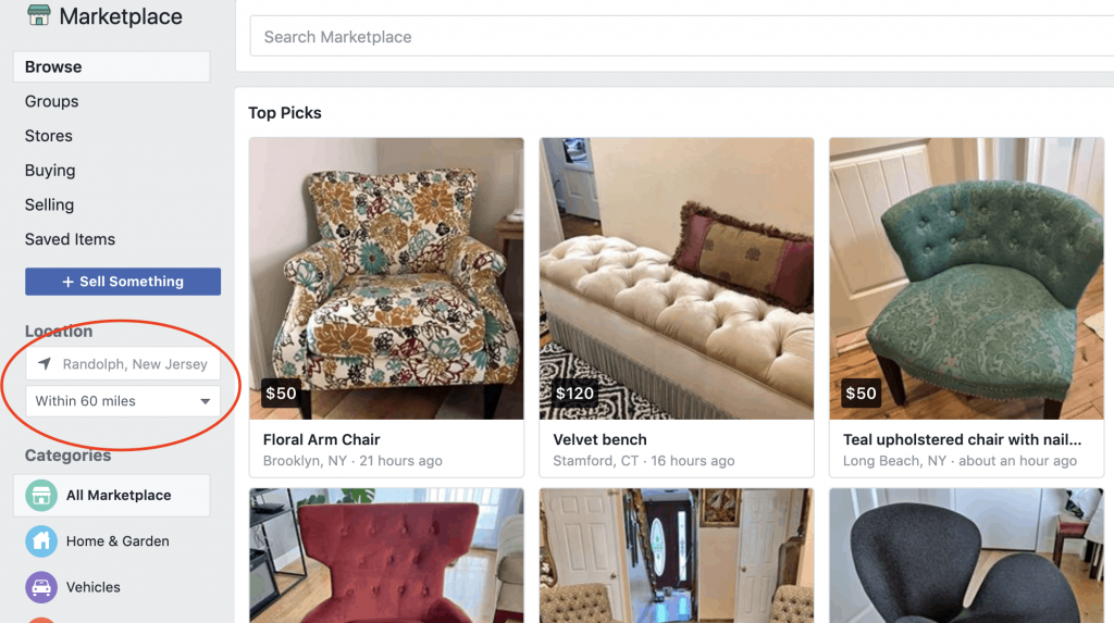 Facebook Marketplace Möbel Sofas Screenshot