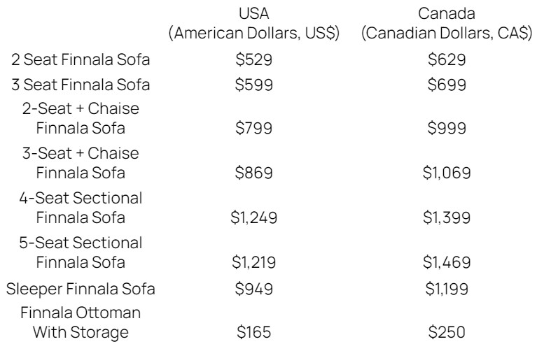 IKEA Finnala prices USA and Canada