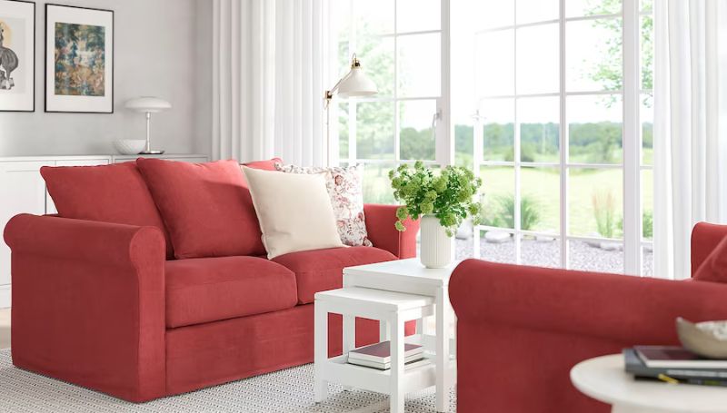 IKEA-Gronlid-red-sofa livinf room