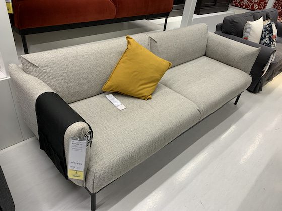 Grey IKEA Applaryd 3-seater sofa in IKEA showroom