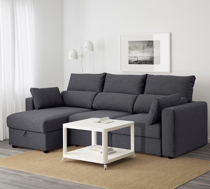 IKEA Eskilstuna 3er-Sofa mit Recamiere in Anthrazit