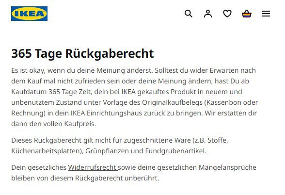 IKEA Rückgaberecht