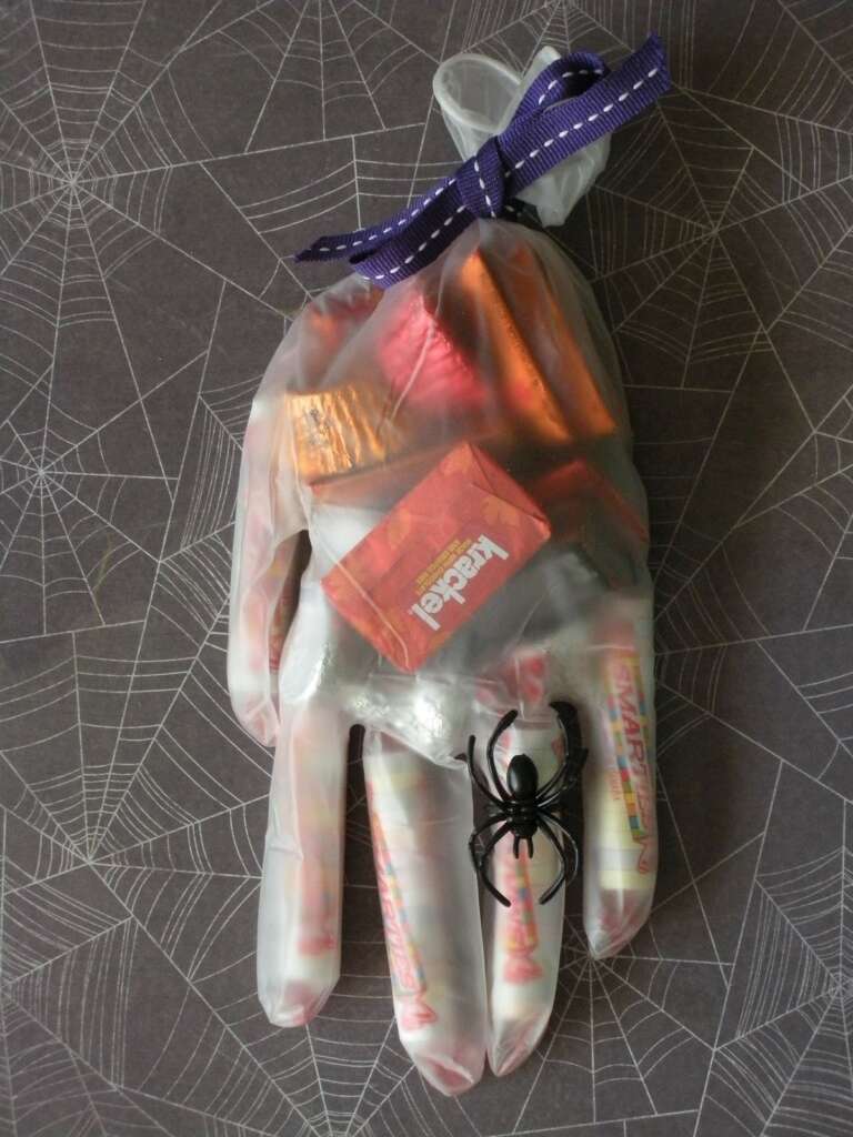 Halloween party favour in a plastic glove 