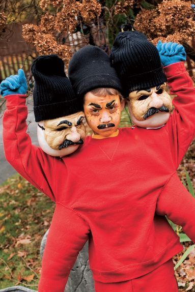 Unique three-headed four-armed monster kids Halloween costume 