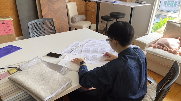 A person working in an office room.