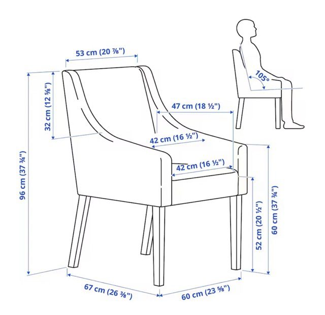 IKEAサカリアスダイニングチェアの寸法