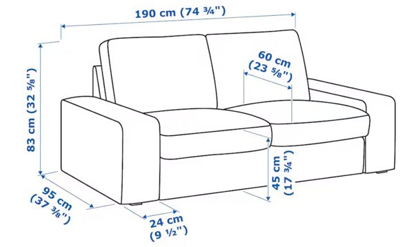 IKEAシーヴィク2人がけソファの寸法