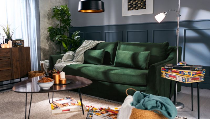 green-couch-winter-home-decor