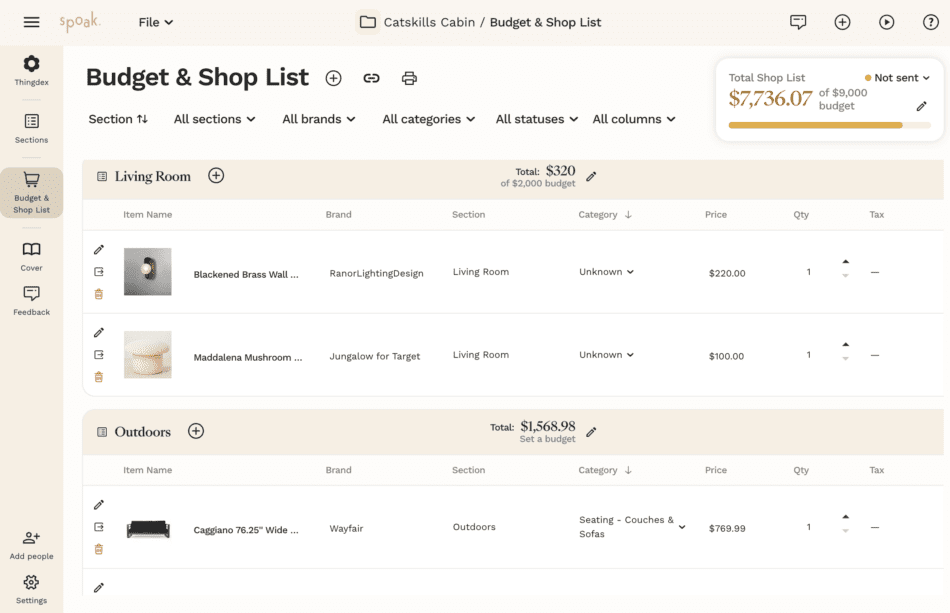 Spoak's Budget & Shop List tool